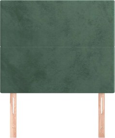 sötétzöld bársony fejtámla 80x5x118/128 cm