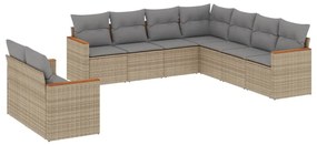 9 részes bézs polyrattan kerti ülőgarnitúra párnákkal