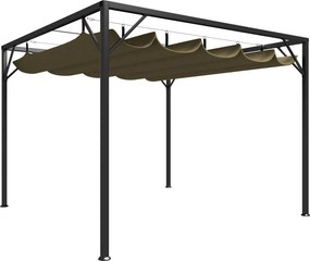 vidaXL tópszínű kerti pavilon behúzható tetővel 3 x 3 m 180 g/m²