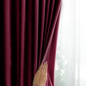 Borvörös bársony dimout (részleges sötétítő) függöny 140x245 cm Pleat – Restilo