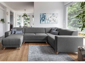 Szürke kinyitható-tárolóhelyes sarokkanapé (jobb oldali-U alakú) Classy Sophie – Miuform