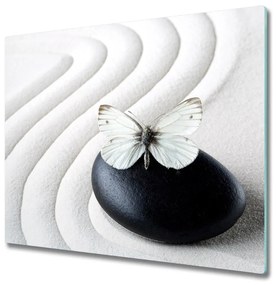 Üveg vágódeszka Zen kő és pillangó 60x52 cm