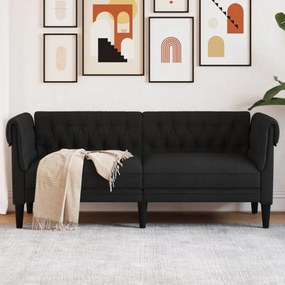 fekete 2 személyes szövet Chesterfield kanapé