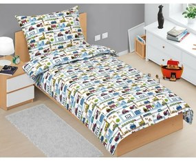 Bellatex Junior város gyerek pamut ágyneműhuzatzöld, 140 x 200, 70 x 90 cm