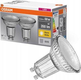 2x Led izzó PAR16 Reflektor GU10 4.3W 50W 350lm 2700K 36° Base Osram