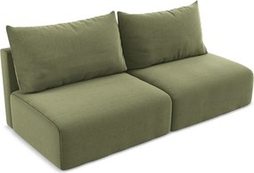 Zöld bársony kinyitható-tárolóhelyes kanapé 216 cm Kalena – Makamii