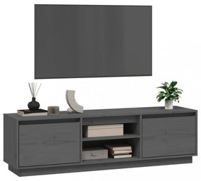 szürke tömör fenyőfa TV-szekrény 140 x 35 x 40 cm