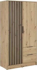 Neria gardróbszekrény 105 cm - artisan tölgy / fekete