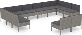vidaXL 12 részes szürke polyrattan kerti ülőgarnitúra párnákkal