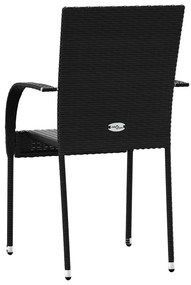 6 db fekete rakásolható polyrattan kültéri szék