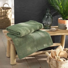 Khaki frottír pamut fürdőlepedő 90x150 cm Tendresse – douceur d'intérieur
