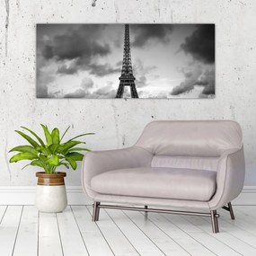 Kép - Az Eiffel-torony és a piros autó (120x50 cm)