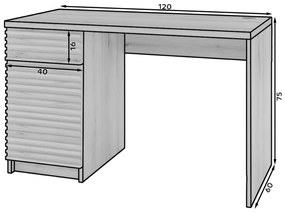 Íróasztal BISETT fiókokkal 120x60 cm, tölgy artisan