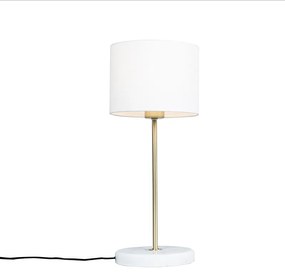 Sárgaréz asztali lámpa 20 cm fehér árnyalattal - Kaso