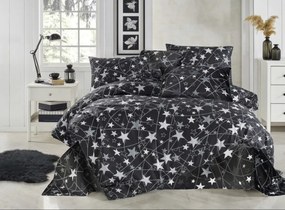 Csillag fekete pamut ágyneműhuzat 200x140cm+90x70cm TiaHome