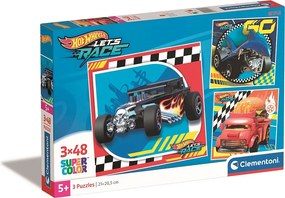 Hot Wheels Go 3x48 db-os puzzle Clementoni