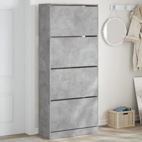betonszürke cipőszekrény 4 kihajtható fiókkal 80x34x187,5 cm