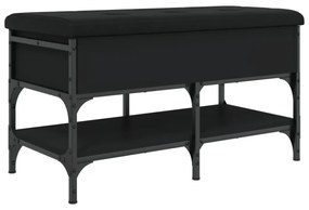 fekete szerelt fa cipőtároló pad 82 x 42 x 45 cm