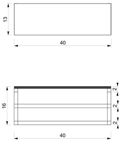 Fali törölközőtartó polccal 14x40 cm fehér