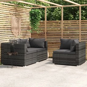 3 részes szürke polyrattan kerti ülőgarnitúra párnákkal