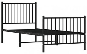 fekete fém ágykeret fej- és lábtámlával 80 x 200 cm