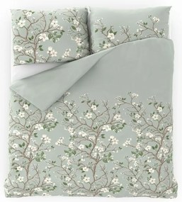 Tavasz szatén ágynemű, zöld, 240 x 200 cm, 2 db 70 x 90 cm