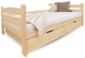 Wilsondo MAURITIUS tömör fa gyerekágy leesésgátlóval 90x200 - natúr borovi