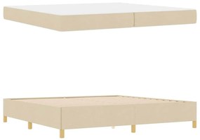 Boxrugós ágy matracmal Fehér és krém 200 x 200 cm szövet