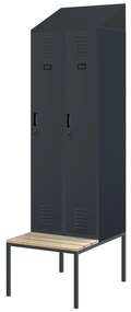 Fém öltözőszekrény paddal és tetővel KACPER II PRO, 600 x 2295 x 850 mm, antracit