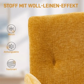 HOMCOM Kárpitozott fotel, kiegészítő fotel, modern dizájn, 60 x 61 x 88 cm, sárga
