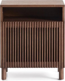 Sötétbarna éjjeliszekrény diófa dekorral Beyla – Kave Home