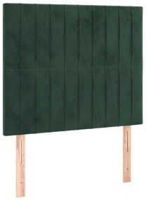 sötétzöld bársony rugós ágy matraccal 120 x 200 cm