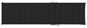 fekete oxford szövet napozóágy párna 200 x 50 x 3 cm