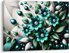 Kép - 3D türkiz virágok (70x50 cm)
