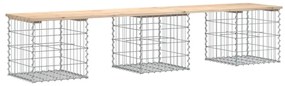 tömör fenyőfa gabion kerti pad 203x44x42 cm