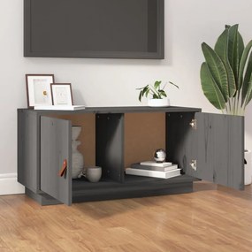 szürke tömör fenyőfa TV-szekrény 80x34x40 cm
