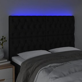 fekete szövet LED-es fejtámla 160x7x118/128 cm