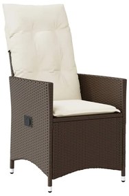 5 részes barna polyrattan kerti étkezőgarnitúra párnákkal