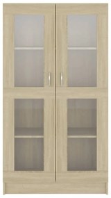 sonoma tölgy színű szerelt fa vitrinszekrény 82,5x30,5x150 cm