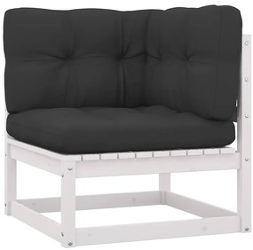 vidaXL tömör fenyőfa kerti sarokkanapé antracitszürke párnákkal