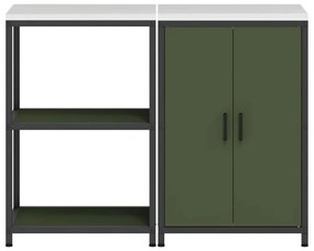 Konyhai Tároló Készlet ajtóval 2 pcs Olajzöld 120 x 50 x 92 cm