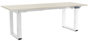 OfficeTech Strong állítható magasságú asztal 200 x 80 cm, fehér alap, fehér kőris