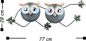 Owl fém fali dekoráció, 77×28 cm