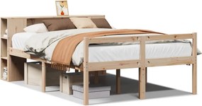 vidaXL tömör fenyőfa könyvespolcos ágy matrac nélkül 140 x 200 cm