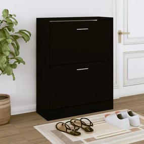 fekete szerelt fa cipősszekrény 63x24x81 cm