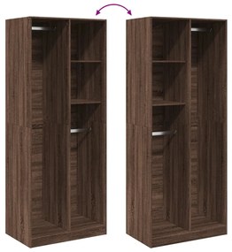 barna tölgy színű szerelt fa ruhásszekrény 80 x 50 x 200 cm