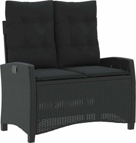vidaXL fekete polyrattan dönthető kerti pad párnával