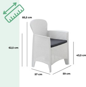 Kerti garnitúra AKITA, 3 részes, fehér I.P.A.E-Progarden