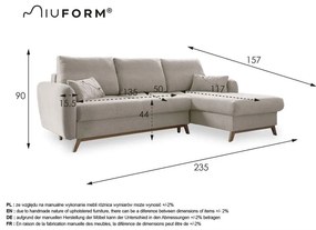 Scandic Lagom tégla-narancssárga kinyitható sarokkanapé, jobb oldali - Miuform