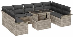 vidaXL Kerti Kanapé Szett párnával 10 pcs Világosszürke Poly Rattan